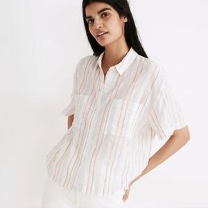 Madewell Beachside Shirt Seersucker Delmar Stripe Pocket Button Up Women's XS